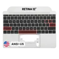 Top Case with Keyboard (ANSI US) and Microphone For MacBook 12" A1534 (2016-2017) (OEM New) (Silver)