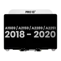 Complete LCD Display Assembly For MacBook Pro 13" A1989 (2018-2019) / A2159 (2019) / A2289 / A2251 (2020) (Used OEM Pull: Grade B) (Silver)