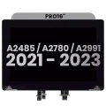Дисплейний модуль LCD для MacBook Pro 16" A2485 (2021) Pro / Max / A2780 (2023) / A2991 (2023) (із попередньо встановленим кабелем датчика кута кришки) (Used OEM Pull: Grade A) (Space Gray)