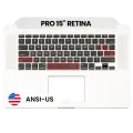 Top Case with Keyboard (ANSI US) and Microphone For MacBook Pro 15" A1398 (2013-2014) (Used OEM Pull: Grade A)