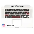 Top Case with Keyboard (ANSI US) and Microphone For MacBook Pro 15" A1398 (2012-2013) (Used OEM Pull: Grade A)