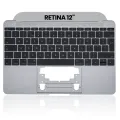 Top Case with Keyboard (ISO UK) and Microphone For MacBook 12" A1534 (2016-2017) (OEM New) (Space Gray)