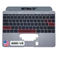 Top Case with Keyboard (ANSI US) and Microphone For MacBook 12" A1534 (2016-2017) (Used OEM Pull: Grade B/C) (Space Gray)