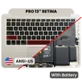 Top Case with Battery and Keyboard (ANSI US) For MacBook Pro 13" A1502 (2015) (Used OEM Pull: Grade B/C)