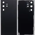 Back Cover Glass With Camera Lens For Samsung Galaxy S22 Ultra 5G (No Logo) (Aftermarket Plus) (Phantom Black)