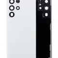 Back Cover Glass With Camera Lens For Samsung Galaxy S22 Ultra 5G (No Logo) (Aftermarket Plus) (White)