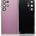 Back Cover Glass With Camera Lens For Samsung Galaxy S22 Ultra 5G (No Logo) (Aftermarket Plus) (Burgundy)