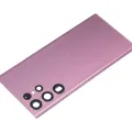 Back Cover Glass With Camera Lens For Samsung Galaxy S22 Ultra 5G (No Logo) (Aftermarket Plus) (Burgundy)