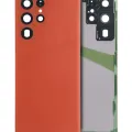 Back Cover Glass With Camera Lens For Samsung Galaxy S22 Ultra 5G (No Logo) (Aftermarket Plus) (Red)