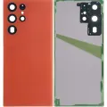 Back Cover Glass With Camera Lens For Samsung Galaxy S22 Ultra 5G (No Logo) (Aftermarket Plus) (Red)