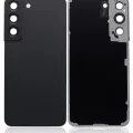Back Cover Glass With Camera Lens For Samsung Galaxy S22 5G (No Logo) (Aftermarket Plus) (Phantom Black)