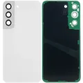 Back Cover Glass With Camera Lens For Samsung Galaxy S22 5G (No Logo) (Aftermarket Plus) (White)