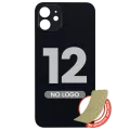 Back Glass With 3M Adhesive For iPhone 12 (No Logo / Large Camera Hole) (Black)