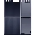 Top & Bottom Back Cover Glass With Camera Lens For Samsung Galaxy Z Flip 4G (F700) / Z Flip 5G (F707) (Aftermarket Plus) (Mirror Black)