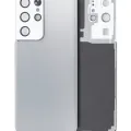 Back Cover Glass With Camera Lens For Samsung Galaxy S21 Ultra (No Logo) (Aftermarket Plus) (Phantom Silver)