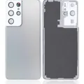 Back Cover Glass With Camera Lens For Samsung Galaxy S21 Ultra (No Logo) (Aftermarket Plus) (Phantom Silver)