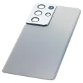 Back Cover Glass With Camera Lens For Samsung Galaxy S21 Ultra (No Logo) (Aftermarket Plus) (Phantom Silver)