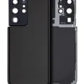 Back Cover Glass With Camera Lens For Samsung Galaxy S21 Ultra (No Logo) (Aftermarket Plus) (Phantom Black)