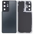 Back Cover Glass With Camera Lens For Samsung Galaxy S21 Ultra (No Logo) (Aftermarket Plus) (Phantom Navy)