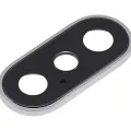 Back Camera Lens With Bracket & Bezel For iPhone XS / XS Max (Real Sapphire) (Premium) (Silver) (10 Pack)