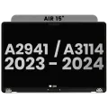 Complete LCD Display Assembly For MacBook Air 15" (A2941 / Mid 2023) / Air 15" (A3114 / Mid 2024) (Pre-installed Lid Angle Sensor cable) (Used OEM Pull: Grade A) (Space Gray)