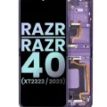 Main OLED Assembly With Frame For Motorola Razr 2023 / Razr 40 (XT2323 / 2023) (Genuine OEM) (Grape Compote)