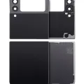 Top & Bottom Back Cover Glass With Camera Lens For Samsung Galaxy Z Flip 3 5G (Aftermarket Plus) (Phantom Black)
