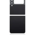 Top & Bottom Back Cover Glass With Camera Lens For Samsung Galaxy Z Flip 3 5G (Aftermarket Plus) (Phantom Black)