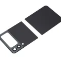Top & Bottom Back Cover Glass With Camera Lens For Samsung Galaxy Z Flip 3 5G (Aftermarket Plus) (Phantom Black)