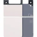 Top & Bottom Back Cover Glass With Camera Lens For Samsung Galaxy Z Flip 3 5G (Aftermarket Plus) (White)