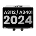 Complete LCD Display Assembly (Glossy) For MacBook Pro 14" A3112 / A3401 / A3185 (2024) (Pre-installed Lid Angle Sensor cable) (Used OEM Pull: Grade A) (Silver)
