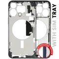 Mid-Frame Housing W/ Small Parts For iPhone 15 Pro Max (EU / Global Version) (Used OEM Pull: Grade B) (Blue Titanium)