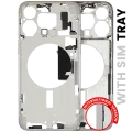 Mid-Frame Housing W/ Small Parts For iPhone 15 Pro Max (EU / Global Version) (Used OEM Pull: Grade C) (White Titanium)