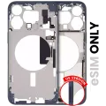 Mid-Frame Housing W/ Small Parts For iPhone 15 Pro Max (US Version) (Used OEM Pull: Grade A) (Blue Titanium)
