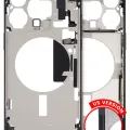 Mid-Frame Housing W/ Small Parts For iPhone 15 Pro Max (US Version) (Used OEM Pull: Grade B) (Black Titanium)