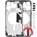 Mid-Frame Housing W/ Small Parts For iPhone 15 Pro Max (EU / Global Version) (Used OEM Pull: Grade A) (Blue Titanium)