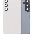 Back Cover Glass With Camera Lens For Samsung Galaxy S23 5G (No Logo) (Aftermarket Plus) (Cream)