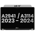 Complete LCD Display Assembly For MacBook Air 15" (A2941 / Mid 2023) / Air 15" (A3114 / Mid 2024) (Pre-installed Lid Angle Sensor cable) (Used OEM Pull: Grade A) (Silver)