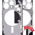 Mid-Frame Housing W/ Small Parts For iPhone 15 Pro (US Version) (Aftermarket Plus) (Blue Titanium)