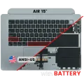 Top Case with Battery and Keyboard (ANSI US) For MacBook Air 15" A3114 (2024) (Used OEM Pull: Grade A) (Space Gray)