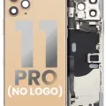 Back Housing W/ Small Components Pre-Installed For iPhone 11 Pro (No Logo) (Aftermarket Plus) (Gold)