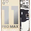 Back Housing W/ Small Components Pre-Installed For iPhone 11 Pro Max (No Logo) (Aftermarket Plus) (Gold)