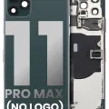 Back Housing W/ Small Components Pre-Installed For iPhone 11 Pro Max (No Logo) (Aftermarket Plus) (Midnight Green)