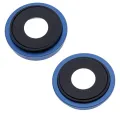 Back Camera Lens With Bracket & Bezel For iPhone 13 / 13 Mini (2 Piece Set) (Aftermarket Plus) (Blue)