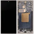 Дисплейний модуль (OLED) з рамкою для Samsung Galaxy S24 Ultra (US & International Version) (Aftermarket Plus) (120Hz) (Titanium Gray)