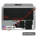 Top Case with Battery and Keyboard (ISO German) For MacBook Pro 14" A2442 (2021) / A2779 (2023) (Space Gray)