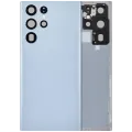 Back Cover Glass With Camera Lens For Samsung Galaxy S22 Ultra 5G (No Logo) (Aftermarket Plus) (Sky Blue)