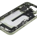 Mid-Frame Housing W/ Charging Port Flex & Small Parts For iPhone 17 (EU / Global Version) (Used OEM Pull: Grade A) (Sage)
