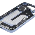 Mid-Frame Housing W/ Charging Port Flex & Small Parts For iPhone 17 (EU / Global Version) (Used OEM Pull: Grade B) (Mist Blue)