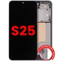 OLED Assembly With Frame For Samsung Galaxy S25 5G (US & International) (Aftermarket Plus) (120HZ) (Silver Shadow)